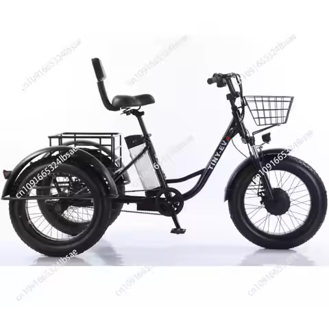 lightweight Electric Tricycle Hybrid Moped For Elderly People 20 Inch 3 Wheel Bike With Basket