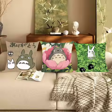 Cute T-totoros Pillow Gifts Home Office Furnishings Bedroom Sofa Car Cushion Cover Case 45x45cm