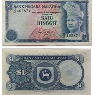 Uang lama malaysia 1 ringgit UNC flek