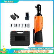 In -200Nm High-Torque 90° Cordless Ratchet Wrench Set 3/8'' Angle Wrench with 12V Batteries EU Plug