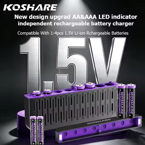 KOSHARE AAA AA Rechargeable Batteries 4255mWh 1100mWh Lithium-ion Battery Charging Compartment 8 Slo