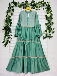 GAMIS RENDA ANAK REMAJA TANGGUNG/GAMIS RENDA LINEN BRUKAT KEKINIAN