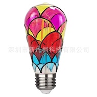 Hand-Painted G80 G25 Art Painted Bulb DIY Color Pattern Stained Glass Hand-Painted Bulb