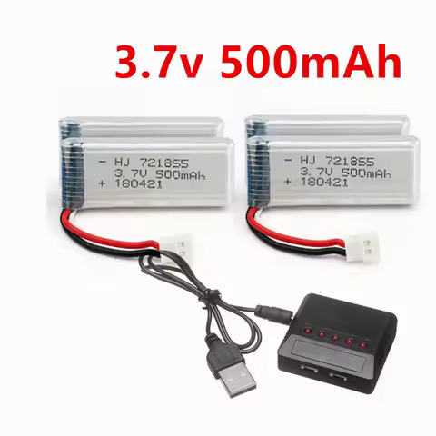 H37 Battery 3.7V 500mah 721855 25c lipo battery and 5in1 Charger For Wltoys V930 V977 V988 H37 Eachi
