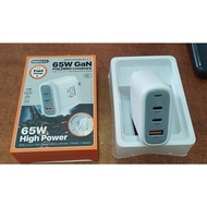 Remax RP-U60 GaN 65W fast charger - 1 USB port & 2 Type C ports -