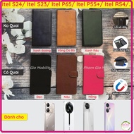 Leather case (leather case, leather wallet) Itel S24/ P65/ RS4/ P55 P55+/ S23 with card compartment,
