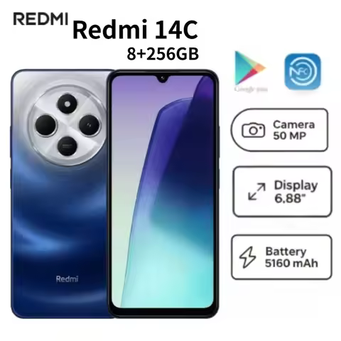 2026 Newest Models Redmi 14C Global Version High-Performance Smartphone 8GB RAM 256GB Storage 6.88" 