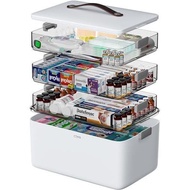 CTIME 3-Tier Medicine Organizer - Portable Medicine Cabinet with Leather Handle, Empty First Aid Kit