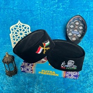 HITAM Palestinian Black Songkok Caps Hamas Kopiah Embroidery Logo Army Hamas Palestine & Indonesia Q