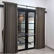 Premium Steam Curtain with Saffron Motif, 12 Bubbles, 270cm High