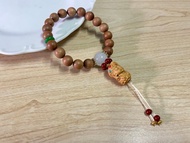 9mm原生老山檀 淡紫翡翠珠老山檀度母 設計單圈手串手持s