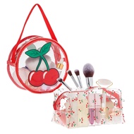 Glamlily Set of 2 Cherry Makeup Bag for Face Powder, Mascara, Lipgloss, Clear Travel Bags for Toilet