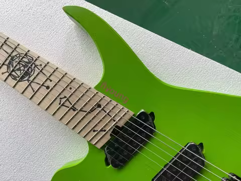 Flyoung Left Handed 8 Strings Headless Green Electric Guitar with Maple Fingerboard,Offer Customize