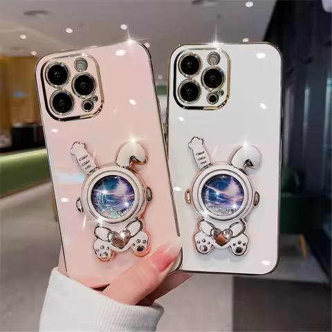 Quicksand Rabbit Stand Phone Case For Huawei Honor X5 X6 X7 X8 X9 5G X9A X8A X7A 8X Max 9X Pro 8A P6