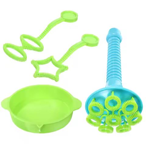 Big Bubble Wands Set 8 Hole Bubble Blower Set Creative Trumpet Shaped Bubble Maker with Tray Summer