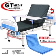 Single Crank 1 Turn Function Medical Home Care Hospital Nursing Bed Dining Table / Tilam Katil + Ripple Air Mattress