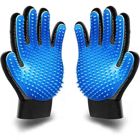 Pet Grooming Kit for Dog Cat Rabbit Fur 2 Sided Grooming Brush Bath Cleaning Glove De-Shedding De-Ma