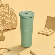 Oolab 莫蘭迪系列 二代不鏽鋼吸管杯850ml-白玉抹茶