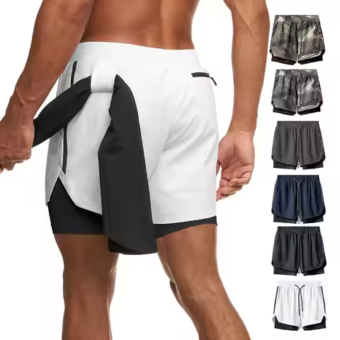 Camo Running Shorts Men Gym Sports Shorts 2 In 1 Quick Dry Workout Training Gym Fitness Jogging Shor