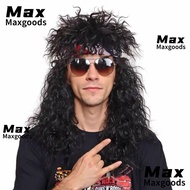 MAXG 70s 80s Rockstar Wig, Fluffy Long Halloween Party Cosplay Wig, Curvy Punk Mullet Wig