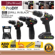 PRODIY DIB Cordless Drill Screwdriver 12v 18v 36v 2 Speed with Battery Li-Ion