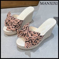 MANXIXI Fashion Women Wedge Heels 3.93 Inches Beautiful Bow Sandals (Size 35-43)