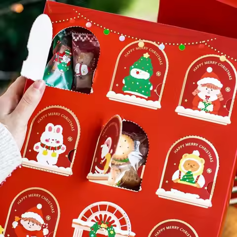 New Empty Christmas Mystery Box Fillable Compartments Christmas Pattern Poke Gift Box Packaging Box 