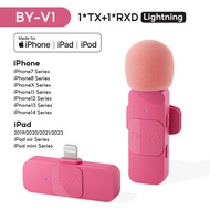 BOYA BY-V1/V2 Pink ไมค์ไร้สาย ไมค์อัดเสียง ไมค์จิ๋ว ไมค์ตัดเสียงรบกวน สำหรับ Vlog Stream iPhone Andr