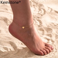 Kemstone Stainless Steel Heart Chain Anklet Womens 18K Gold Plated Foot Anklets Jewelry