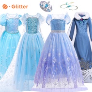 Dress for Kids Girl Princess Dresses Frozen 2 Baby Clothes Anna Elsa Cosplay Costume With Long Cloak Wig Crown Birthday Party OOTD Set