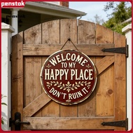 PEN|  Front Porch Sign Happy Land Sign Happy Land Rustic Wooden Garden Sign Weather-resistant Fade-p