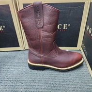 POLICE SAFETY SHOES 91494 HIGH CUT BOOT BROWN MAROON DARK MAROON LEATHER BOOT CUTTING A TOE CAP SLIM
