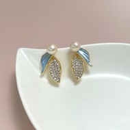 Akoya 天然海水珍珠 琺琅彩 耳環