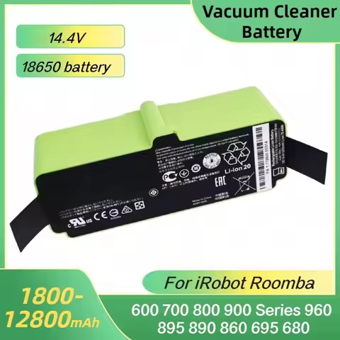 14.4V 12800mAh Rechargeable Battery for IRobot Roomba Sweeper Lithium Ion Battery 900 800 700 600 Se