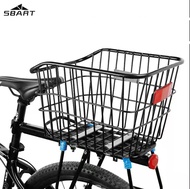 SBART ตะกร้าจักรยานพับได้,ตะกร้าด้านหลังรถพับได้ตะกร้าด้านหลังรถเข็นอุปกรณ์รถจักรยานรับน้ำหนักโลหะหนา30กก. ยาวและกว้างขึ้น