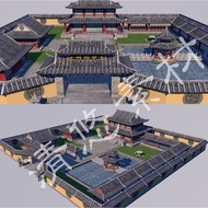 Jane Model 3dmax c4d Classical Institute Fall Model Chinese Courtyard Ancient Architecture Outdoor S