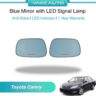 VACC AUTO Blue Mirror with LED Signal Lamp Side Rearview Winker Mirror Lens For Toyota Camry XV30 AC