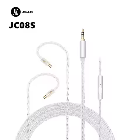 JCALLY New JC08S 8 Shares 2Pin 0.78mm QDC KZ C Pin With Mic Earphone Upgrade Cable for KZ EDX PRO Ca
