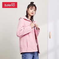 班尼路（Baleno） 春秋款女士短外套防水弹力纯色休闲时尚简约舒适连帽风衣夹克拉 0R5 L