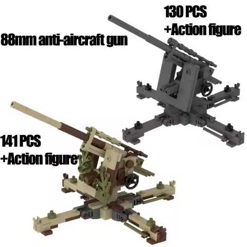 MOC WW2 Military Building Blocks 88mm Antiaircraft Gun Armored Car Weapon Army Accessory Bricks Toys