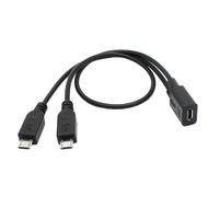 SHEERT Micro USB Female to 2 Micro USB Male Splitter Cable Extension Wire 30cm 12inch