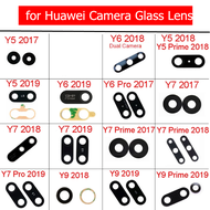 2Pcs กล้องด้านหลังเลนส์กระจกสติกเกอร์สำหรับ Huawei Y5 Y6 Y7 Y9 Pro Prime 2017 2018 2019กล้องหลักเลนส์กระจกอะไหล่ซ่อม