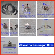 K641 Gantungan Kaca ATAS Bulat Baut Bracket Ambalan Kawat Sling Baja