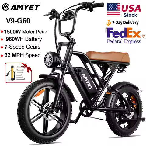 AMYET V9-G60 Adults Electric Bike 1000W Motor Bicycle 48V 20AH 20“ Tire Ebike Electric E Bikes Mount