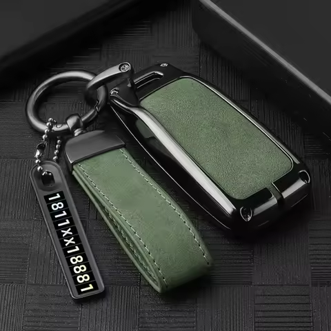 Zinc Alloy Leather Car Key Case Cover Shell for Audi A1 A3 A4 A6 A6L A7 A8 E-tron B8 B9 C7 D5 Q3 Q5 