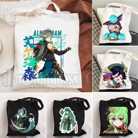 Chibi Hu Tao Alhaitham Cyno Venti Zhongli Kawaii Genshin Impact Totes Bags Anime Gifts Haikaveh Nilo