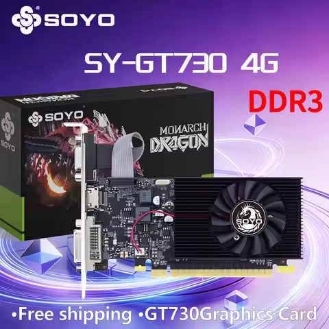Graphics Cards SOYO NVIDIA GT730 4G GDDR3 128bit Video Card HDMI+DP+DVI For Desktop Gaming Computer 