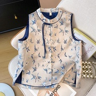 Style Vest Cardigan Women Jacket New Chinese Style Chinese Style Retro Small Round Neck Button Top E