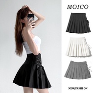 สีทึบ สไตล์เกาหลี แฟชั่น ผู้หญิง กระโปรงสาวอวบ เอวสูง กระโปรง สั้น  Skirt ผอมเพรียว กระโปรง พลีท นัก