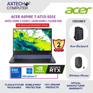 Acer Aspire 7 A715-59G-501E 15.6'' FHD 144Hz Gaming Laptop Black ( C5-210H, 16GB, 512GB SSD, RTX3050